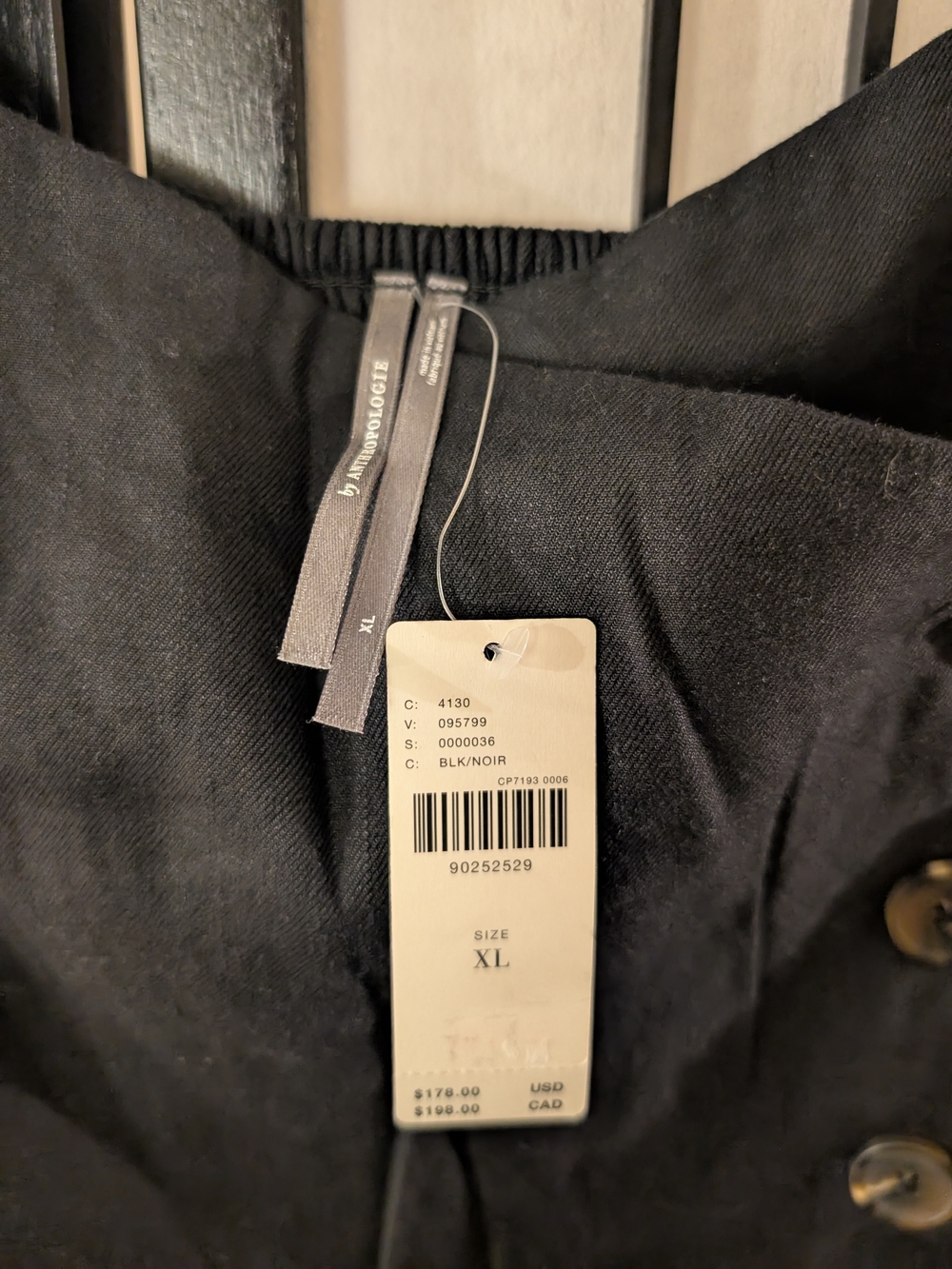 Anthropologie Black Midi Dress with Asymmetric Side Buttons - Picture 5 of 5